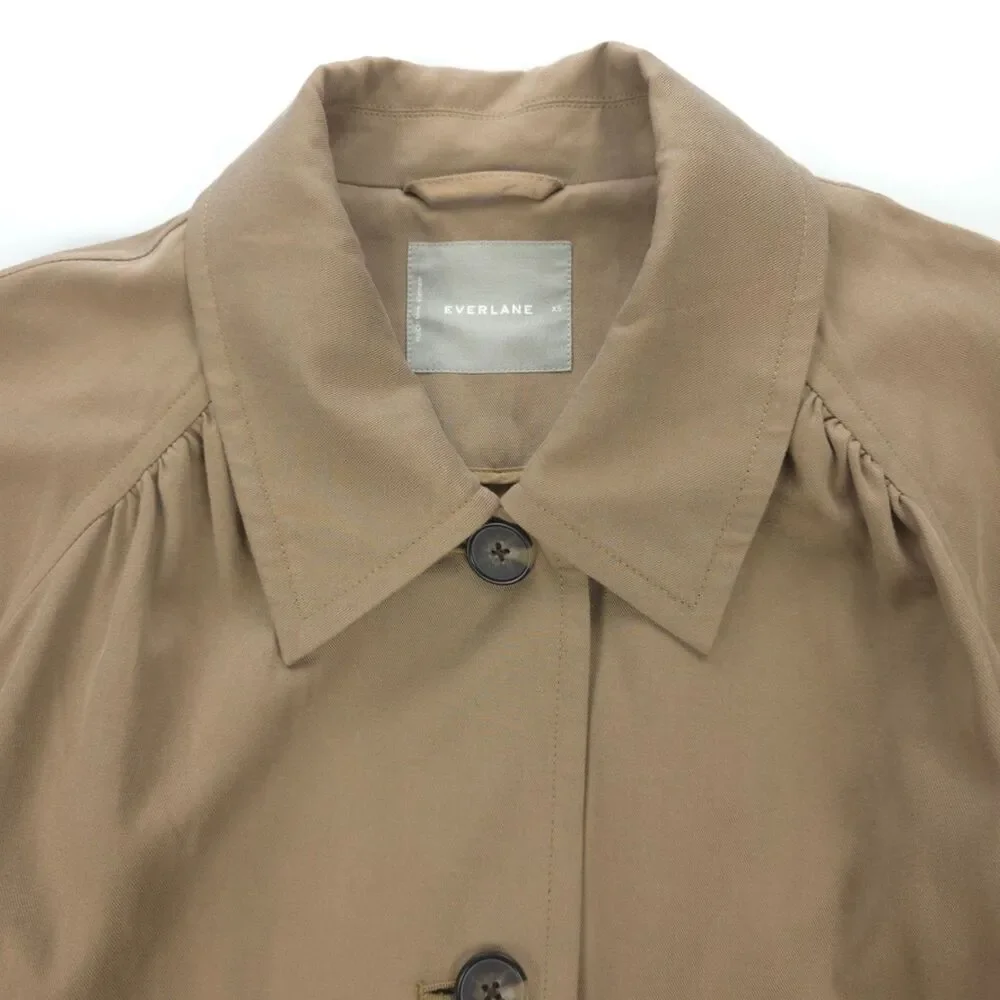 NEW Everlane Gathered Drape Trench Coat Minimal Preppy Tailored French Girl Boho - Picture 3 of 14